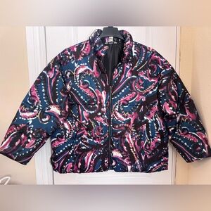 CJ BANKS PUFFER JACKET. SIZE 1X. QUILTED WINTER PUFFER. FRONT ZIP WITH POCKETS